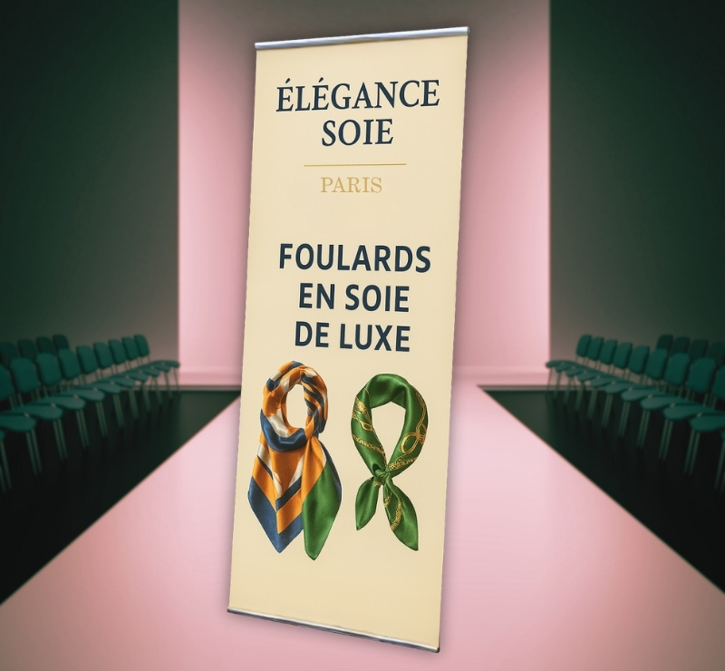 exemple de kakemono de type l-banner pour marque de luxe et premium